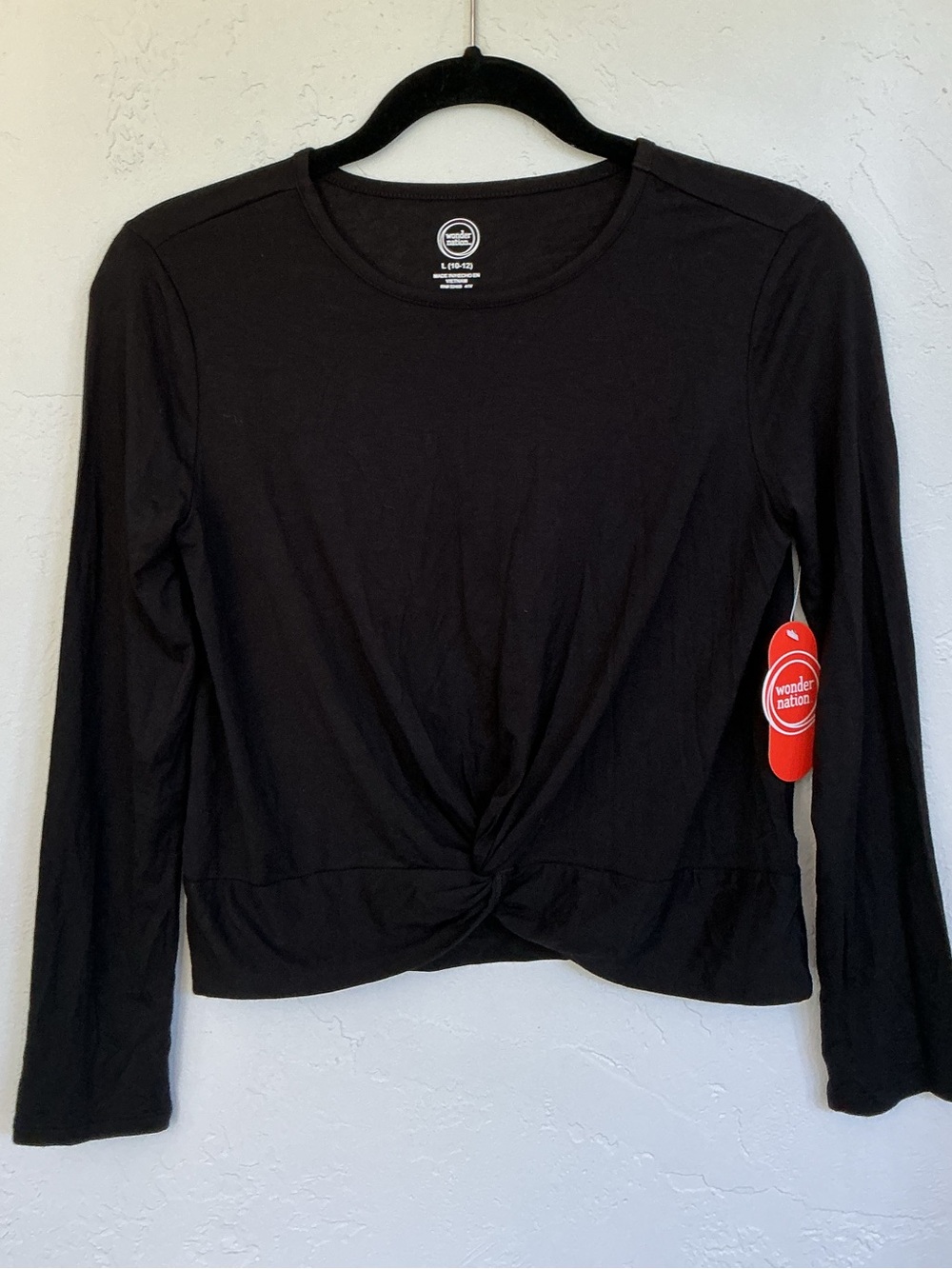 NWT Wonder Nation Black Long Sleeve Twist-Knot Top